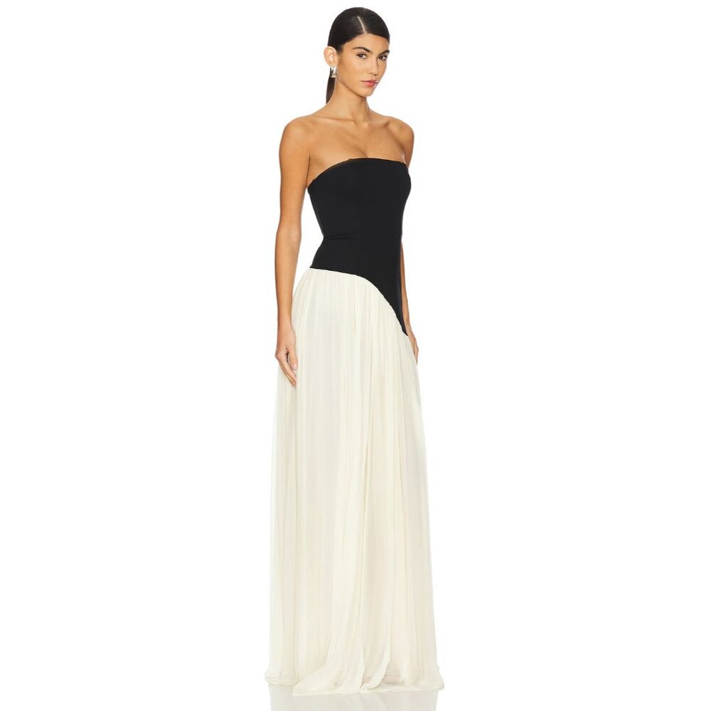 Lovers + Friends Alice Strapless Black/White Gown Small - Picture 3 of 10
